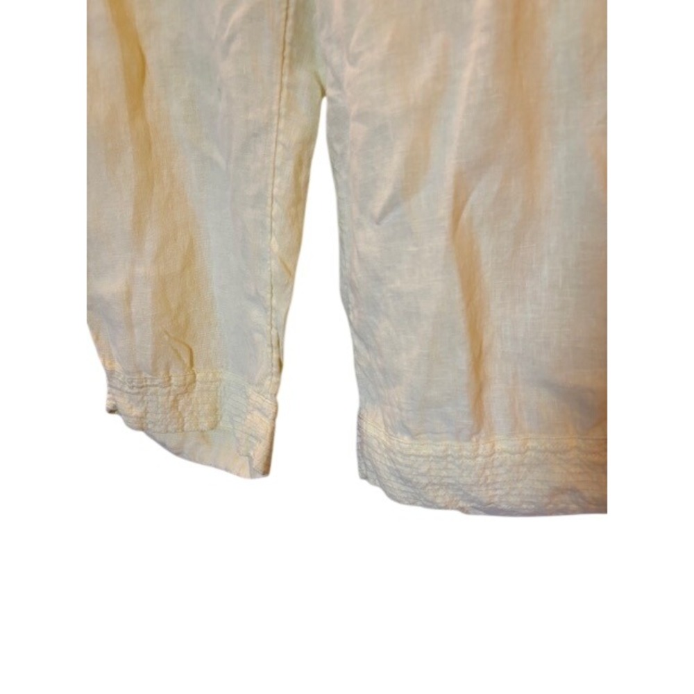 Pure Jill J Jill Yellow Linen Crop Pants Petite Large Elastic Waist Embroidered - Picture 5 of 10